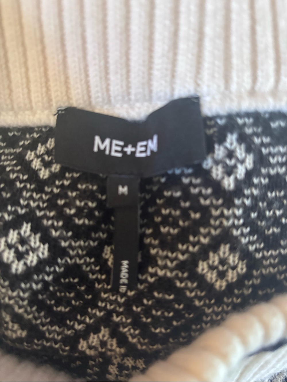 ME+EM Merino Wool Jacquard A Line Skirt Black Cream Geo Pull On Medium - Picture 4 of 6